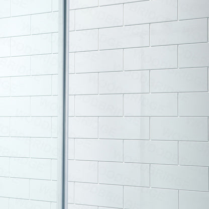 WOODBRIDGE Solid Surface 60" W x 96" H Tile Tub and Shower Wall Panel Surround, Quick Install, Cuttable, Staggered Brick Pattern