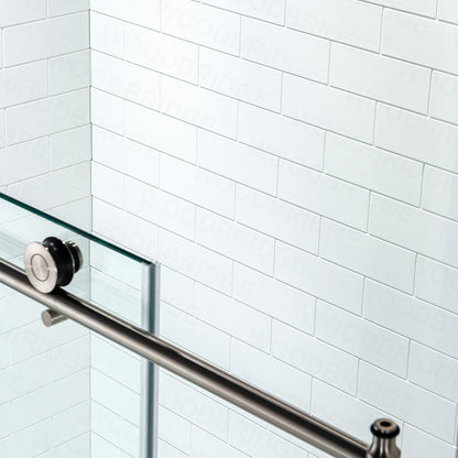 WOODBRIDGE Solid Surface 60" W x 96" H Tile Tub and Shower Wall Panel Surround, Quick Install, Cuttable, Staggered Brick Pattern