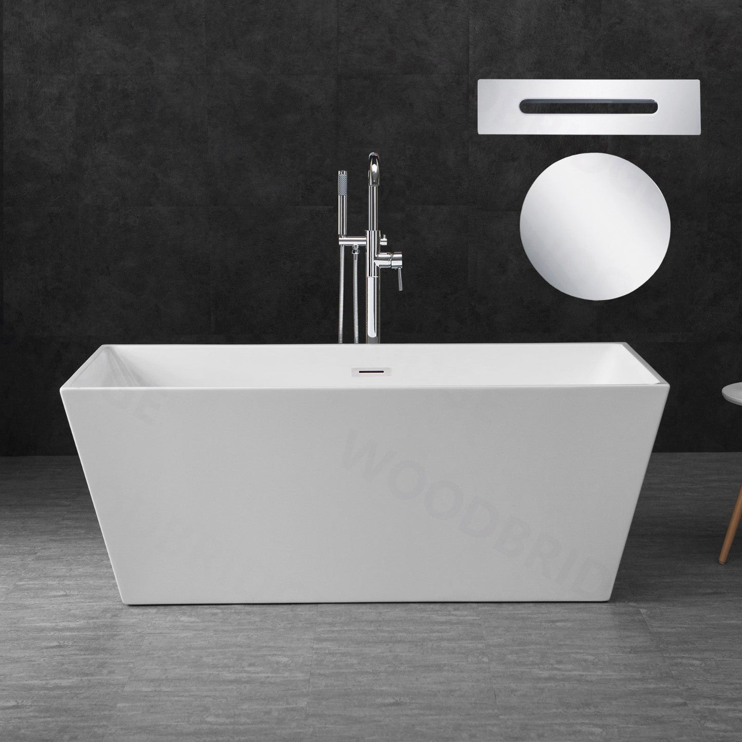 WOODBRIDGE 59" Acrylic Freestanding Bathtub Contemporary Soaking Tub