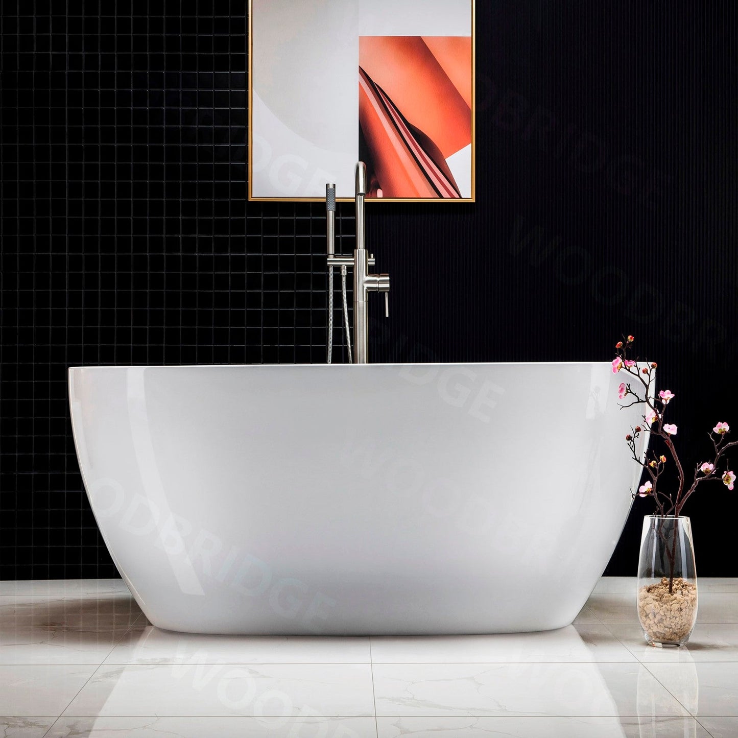 WOODBRIDGE 55" Acrylic Freestanding Bathtub Contemporary Soaking Tub