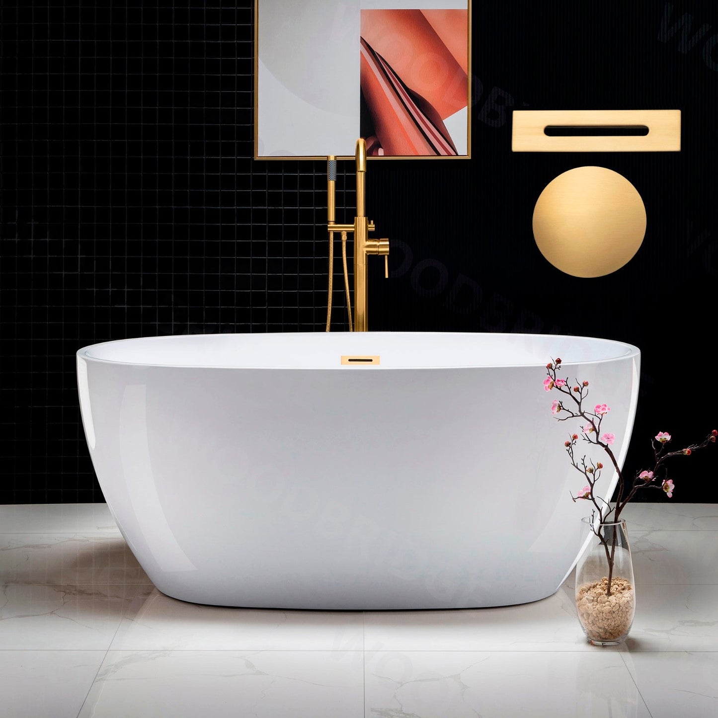 WOODBRIDGE 55" Acrylic Freestanding Bathtub Contemporary Soaking Tub