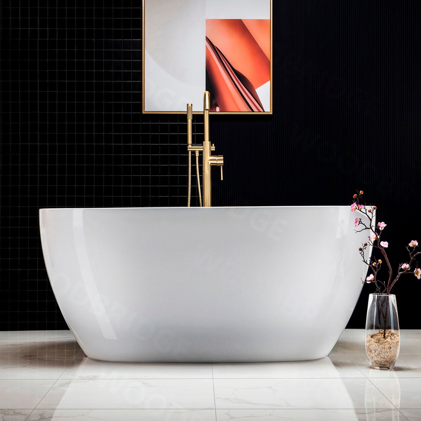 WOODBRIDGE 55" Acrylic Freestanding Bathtub Contemporary Soaking Tub