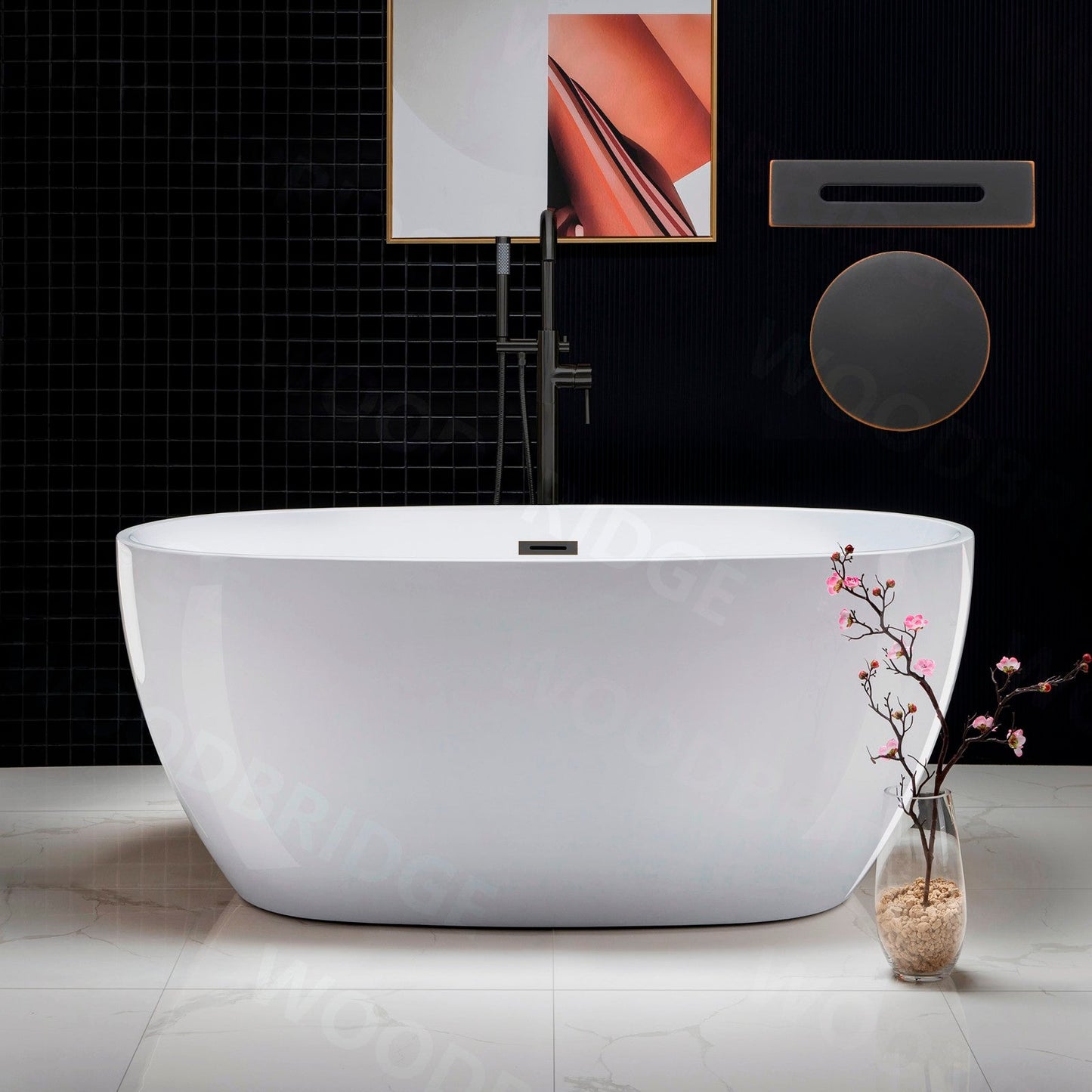 WOODBRIDGE 55" Acrylic Freestanding Bathtub Contemporary Soaking Tub