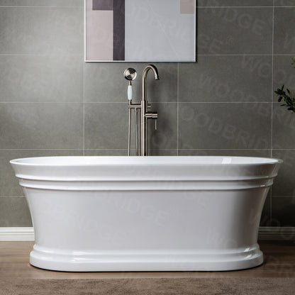 WOODBRIDGE WOODBRIDGEE F0001BNVT Contemporary Single Handle Floor Mount Freestanding Tub Filler Faucet with Hand shower