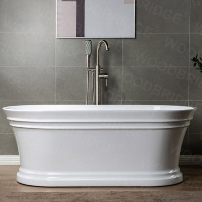 WOODBRIDGE WOODBRIDGEE Contemporary Single Handle Floor Mount Freestanding Tub Filler Faucet with Hand Shower