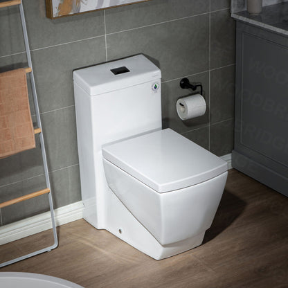 WOODBRIDGE Modern Square Design One Piece Dual Flush 1.28 GP Toilet,Chair Height with Soft Closing Seat