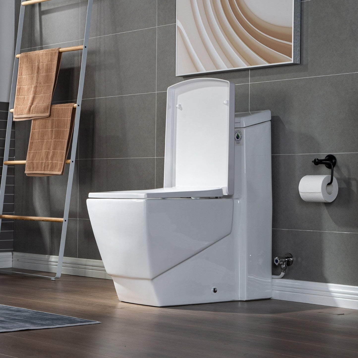 WOODBRIDGE Modern Square Design One Piece Dual Flush 1.28 GP Toilet,Chair Height with Soft Closing Seat