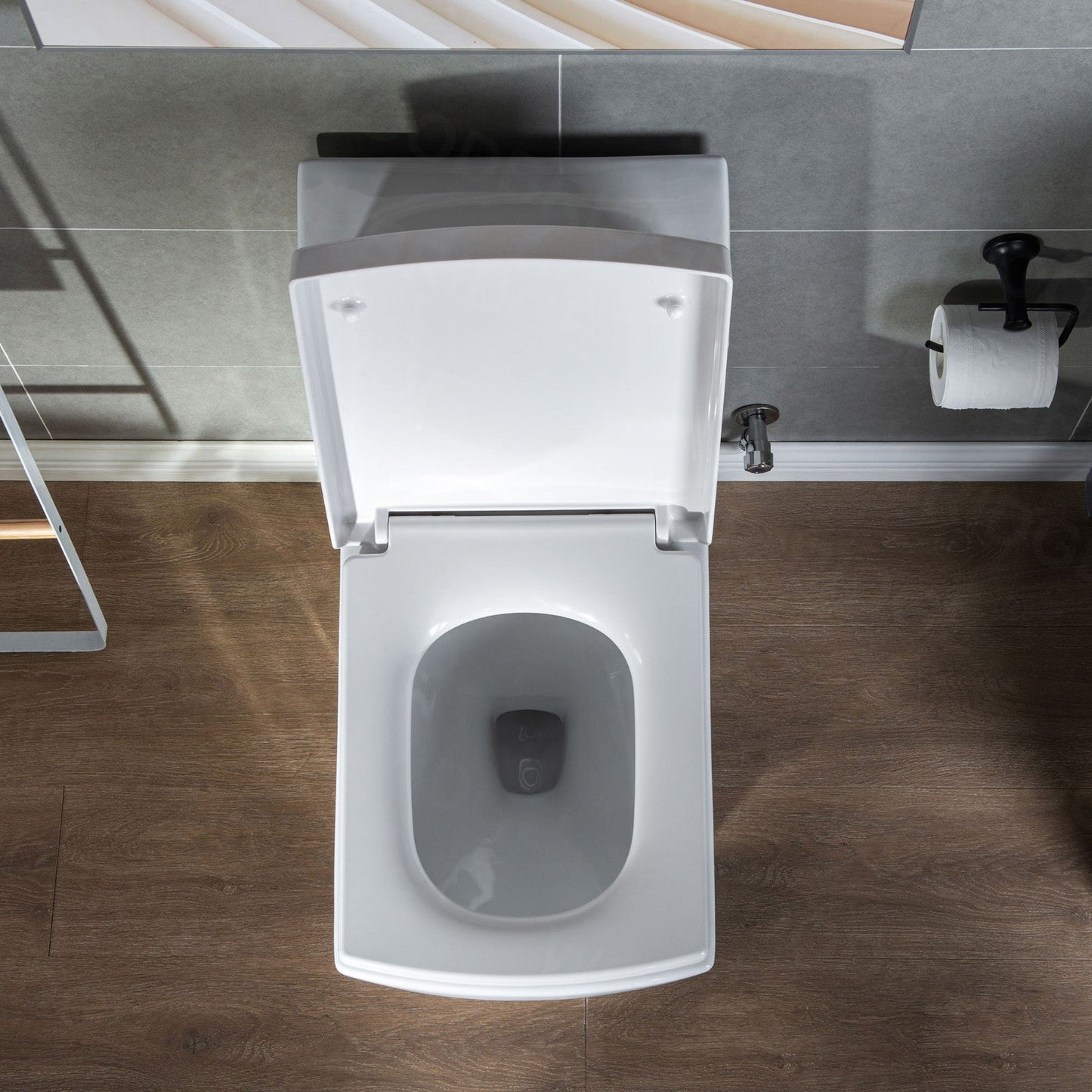 WOODBRIDGE Modern Square Design One Piece Dual Flush 1.28 GP Toilet,Chair Height with Soft Closing Seat