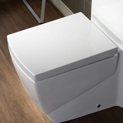 WOODBRIDGE Modern Square Design One Piece Dual Flush 1.28 GP Toilet,Chair Height with Soft Closing Seat