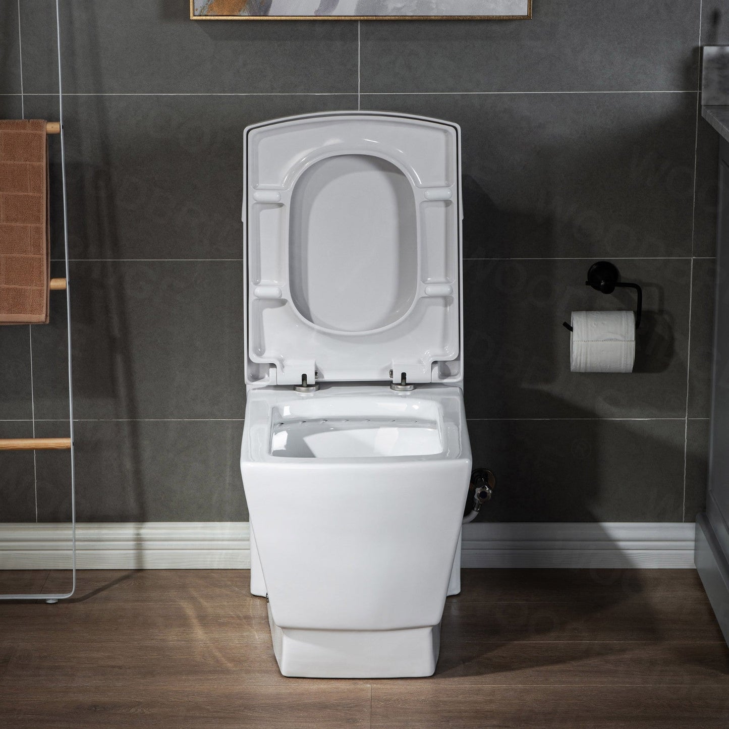 WOODBRIDGE Modern Square Design One Piece Dual Flush 1.28 GP Toilet,Chair Height with Soft Closing Seat