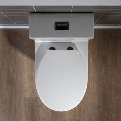 WOODBRIDGE One Piece Short Compact Bathroom Tiny Mini Commode Water Closet Dual Flush Concealed Trapway