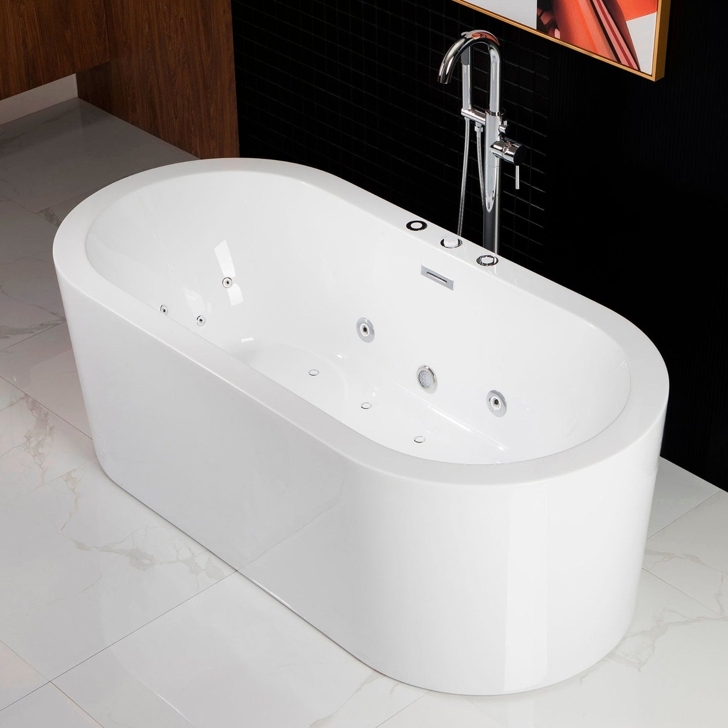 WOODBRIDGE 67" x 32" Whirlpool Water Jetted and Air Bubble Freestanding Bathtub