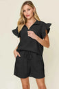 Plus Size Flounce Sleeve 2 piece top and shorts set