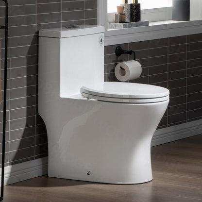 WOODBRIDGE T-0031 Short Compact Tiny One Piece Toilet with Soft Closing Seat, Small Toilet (2 -Pack)