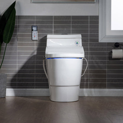 WOODBRIDGE T-0008 Luxury Bidet Toilet, Elongated One Piece Toilet with Advanced Bidet Seat, Chair Height, Smart Toilet Seat with Temperature Controlled Wash Functions and Air Dryer