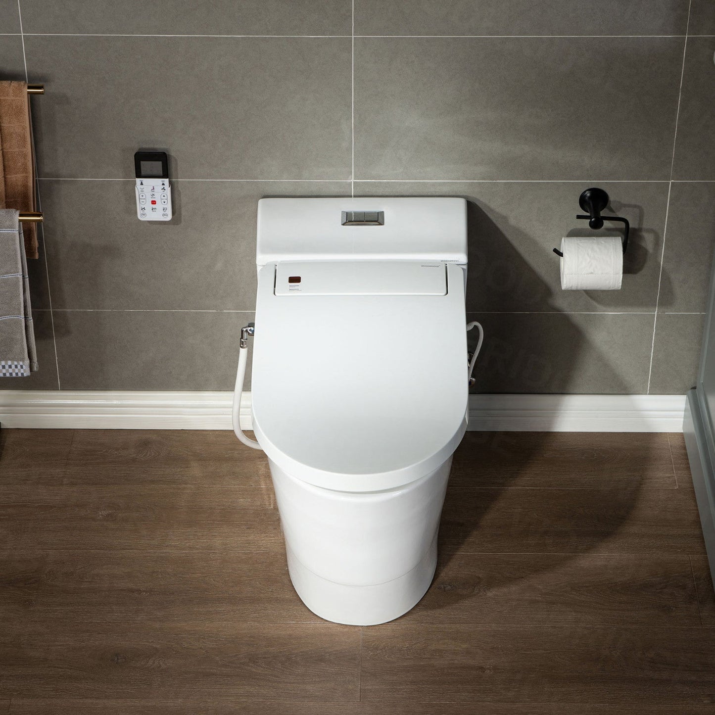 WOODBRIDGE Toilet & Bidet Luxury Elongated One Piece Advanced Smart Seat with Temperature Controlled Wash Functions and Air Dryer, Toilet with Bidet. T-0737, Bidet & Toilet