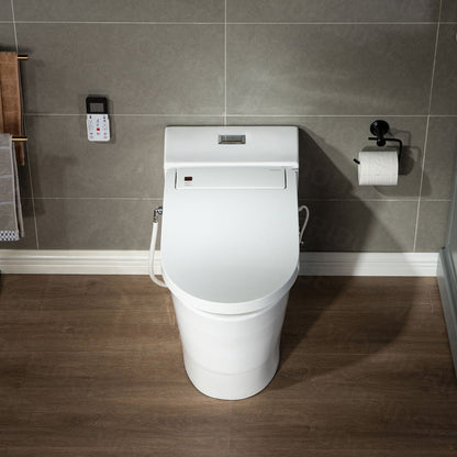 WOODBRIDGE Toilet & Bidet Luxury Elongated One Piece Advanced Smart Seat with Temperature Controlled Wash Functions and Air Dryer, Toilet with Bidet. T-0737, Bidet & Toilet