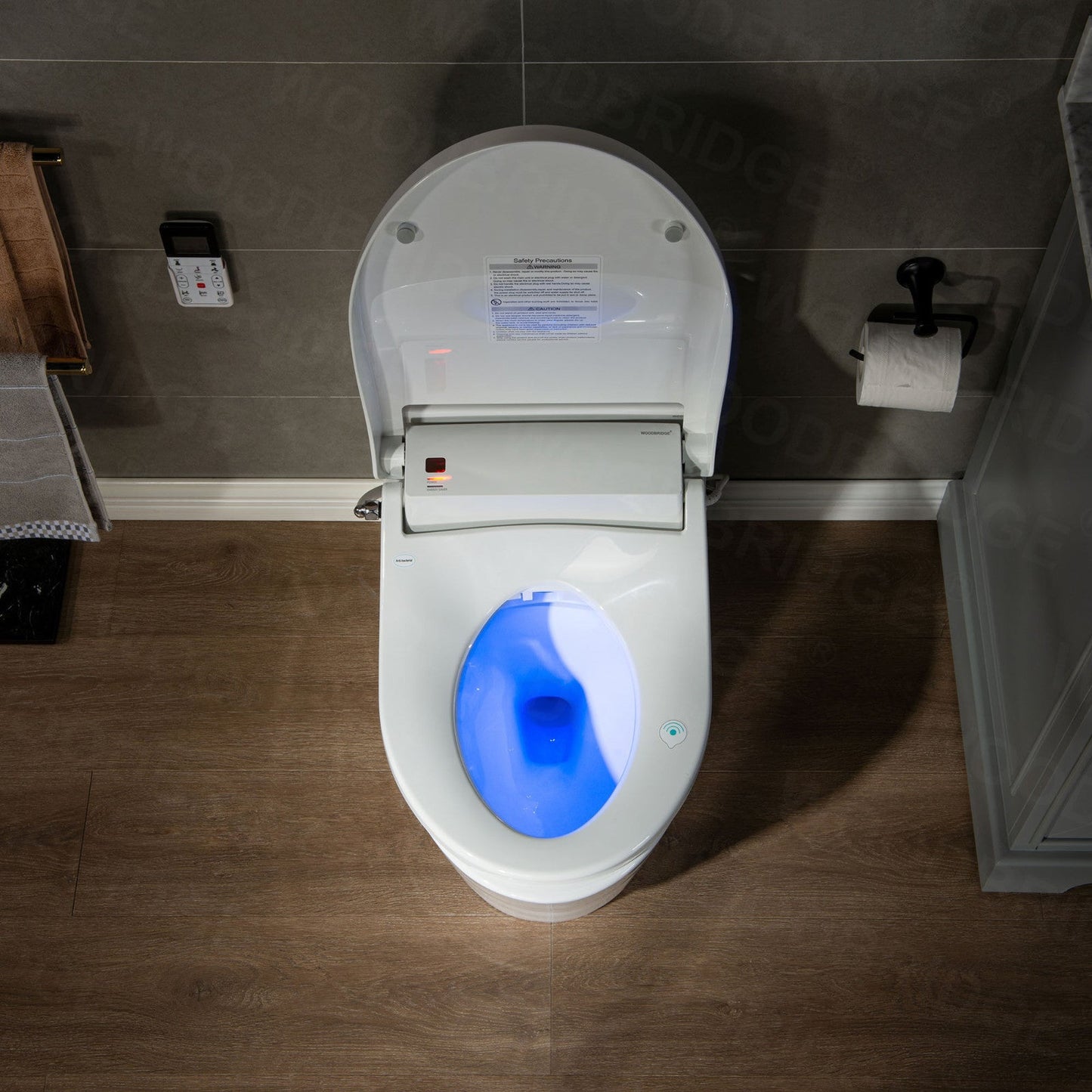 WOODBRIDGE Toilet & Bidet Luxury Elongated One Piece Advanced Smart Seat with Temperature Controlled Wash Functions and Air Dryer, Toilet with Bidet. T-0737, Bidet & Toilet