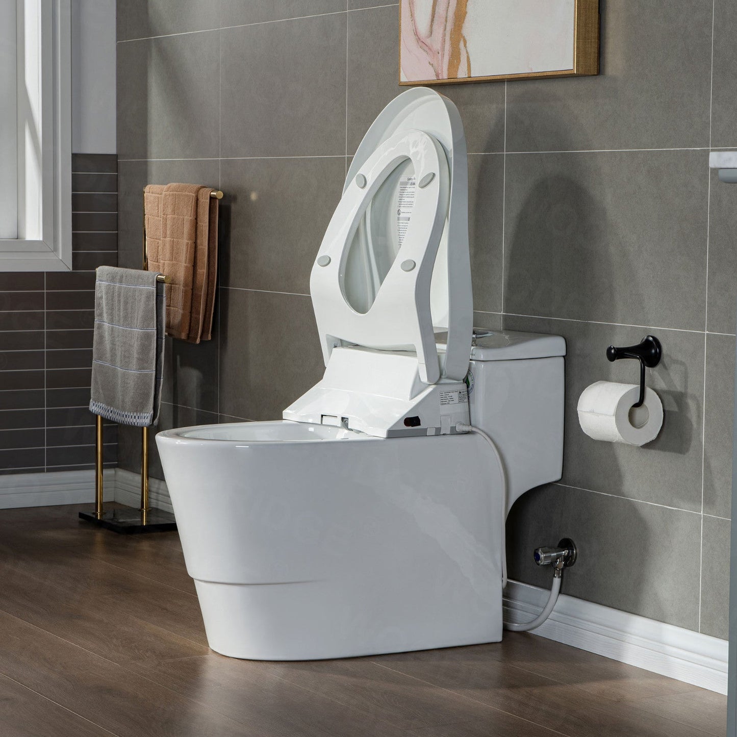 WOODBRIDGE Toilet & Bidet Luxury Elongated One Piece Advanced Smart Seat with Temperature Controlled Wash Functions and Air Dryer, Toilet with Bidet. T-0737, Bidet & Toilet
