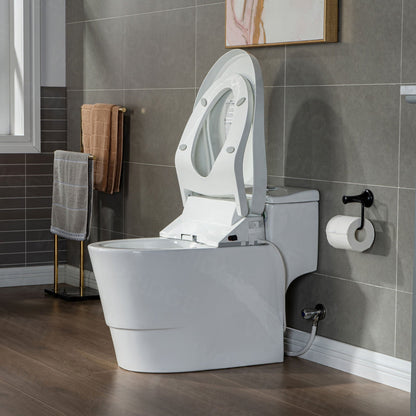 WOODBRIDGE Toilet & Bidet Luxury Elongated One Piece Advanced Smart Seat with Temperature Controlled Wash Functions and Air Dryer, Toilet with Bidet. T-0737, Bidet & Toilet