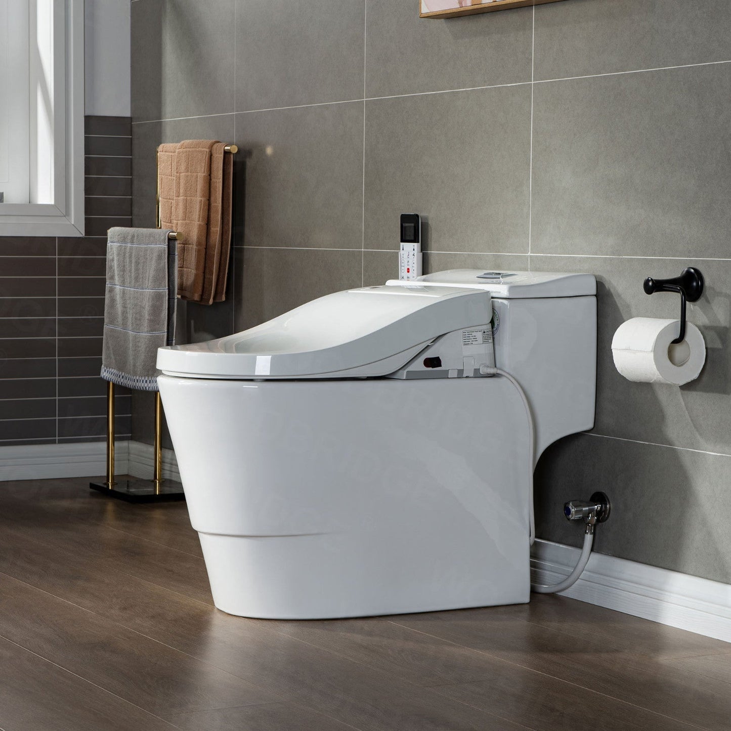 WOODBRIDGE Toilet & Bidet Luxury Elongated One Piece Advanced Smart Seat with Temperature Controlled Wash Functions and Air Dryer, Toilet with Bidet. T-0737, Bidet & Toilet