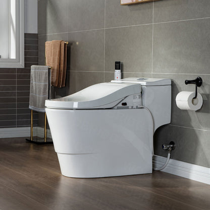 WOODBRIDGE Toilet & Bidet Luxury Elongated One Piece Advanced Smart Seat with Temperature Controlled Wash Functions and Air Dryer, Toilet with Bidet. T-0737, Bidet & Toilet