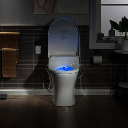WOODBRIDGE Luxury, Elongated One Piece Toilet with Advanced Bidet Seat, White