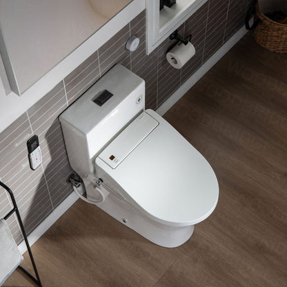 WOODBRIDGE Luxury, Elongated One Piece Toilet with Advanced Bidet Seat, White