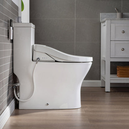 WOODBRIDGE Luxury, Elongated One Piece Toilet with Advanced Bidet Seat, White