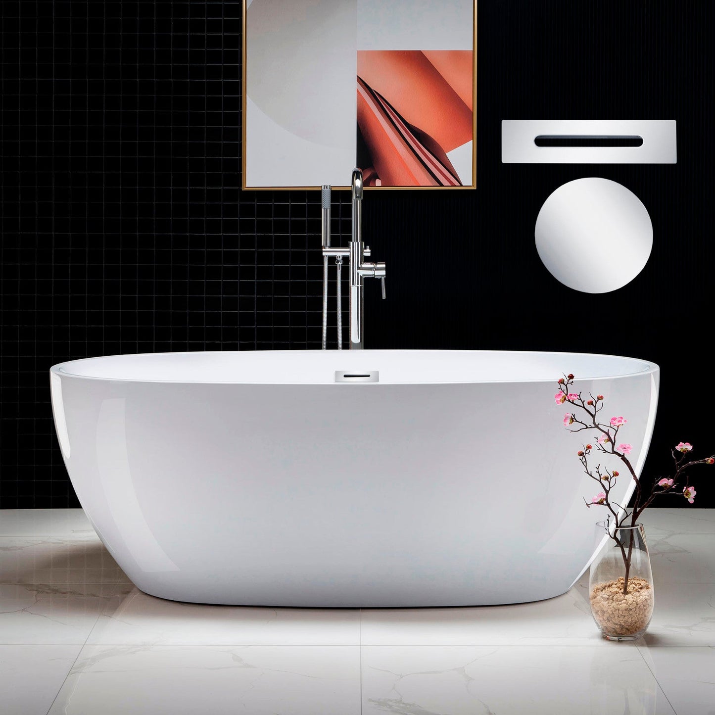WOODBRIDGE 67" Acrylic Freestanding Bathtub Contemporary Soaking Tub