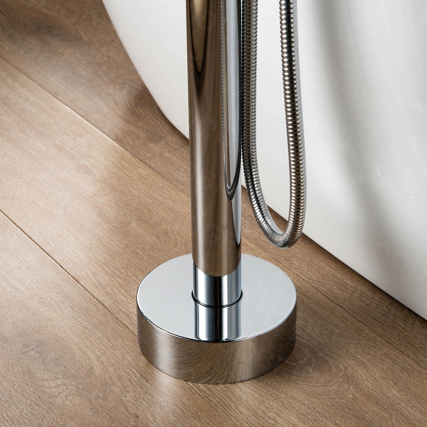 WOODBRIDGE WOODBRIDGEE F0001BNVT Contemporary Single Handle Floor Mount Freestanding Tub Filler Faucet with Hand shower