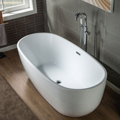 WOODBRIDGE WOODBRIDGEE F0001BNVT Contemporary Single Handle Floor Mount Freestanding Tub Filler Faucet with Hand shower