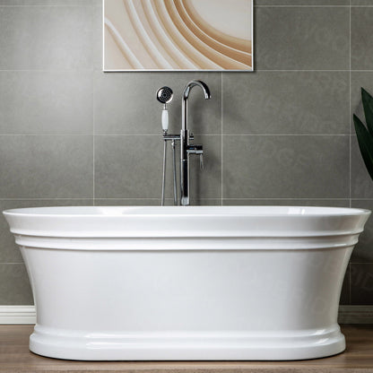 WOODBRIDGE WOODBRIDGEE F0001BNVT Contemporary Single Handle Floor Mount Freestanding Tub Filler Faucet with Hand shower