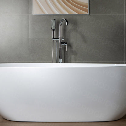 WOODBRIDGE WOODBRIDGEE Contemporary Single Handle Floor Mount Freestanding Tub Filler Faucet with Hand Shower