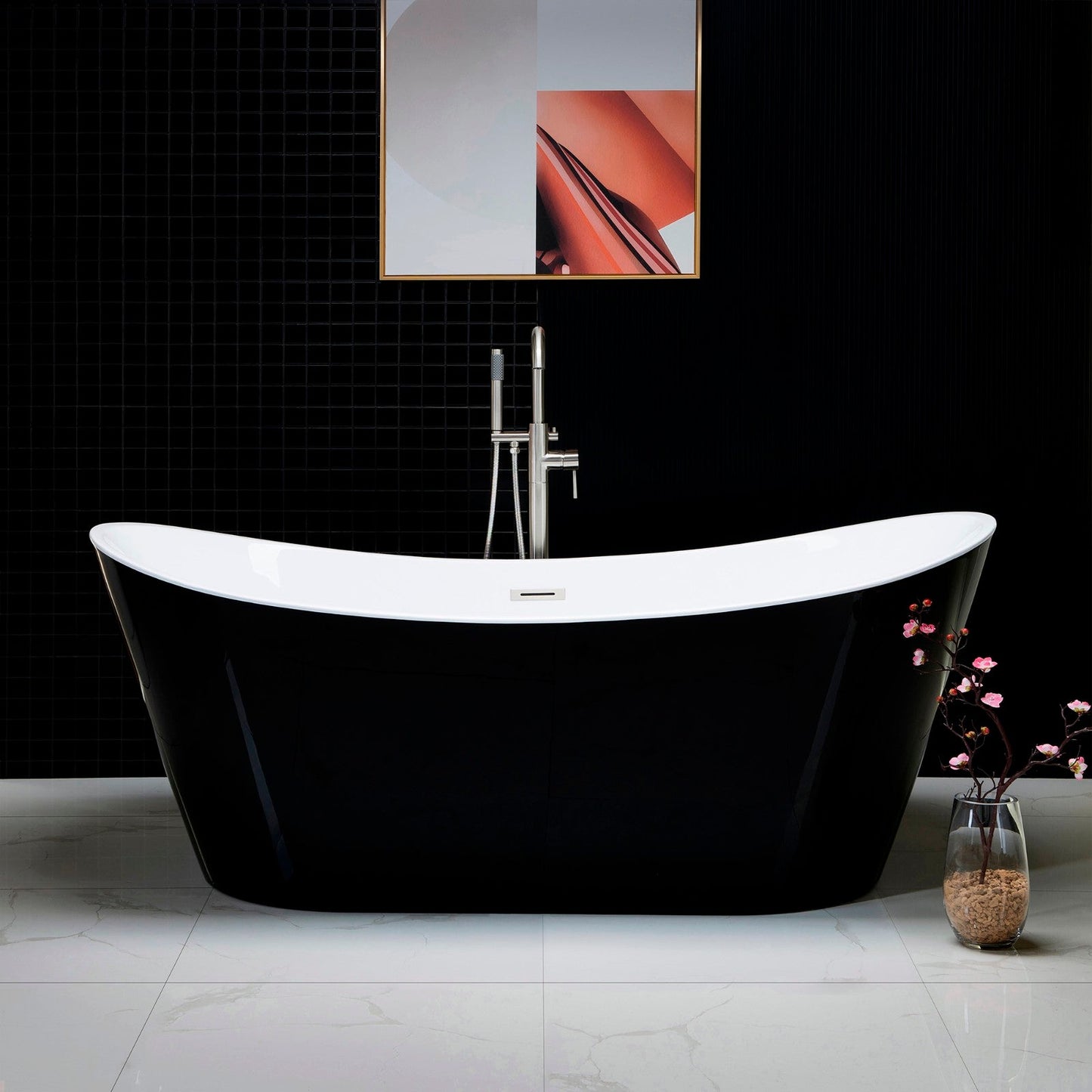 WOODBRIDGE B-1817 71" Acrylic Freestanding Bathtub Contemporary Soaking Tub