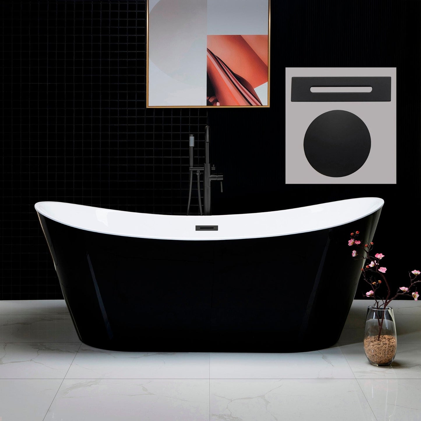 WOODBRIDGE B-1817 71" Acrylic Freestanding Bathtub Contemporary Soaking Tub