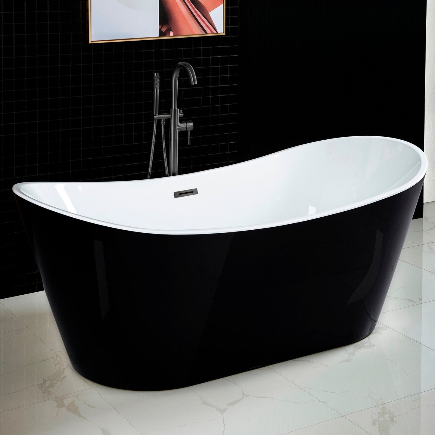 WOODBRIDGE B-1817 71" Acrylic Freestanding Bathtub Contemporary Soaking Tub