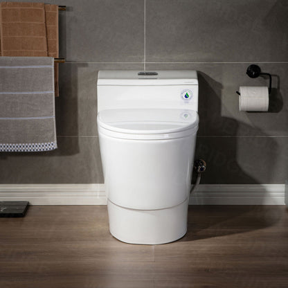 WOODBRIDGE T-0018/B-0735 Dual Flush Elongated One Piece Soft Closing Seat, Comfort Height, White