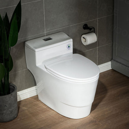 WOODBRIDGE T-0018/B-0735 Dual Flush Elongated One Piece Soft Closing Seat, Comfort Height, White