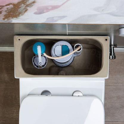 WOODBRIDGE T-0018/B-0735 Dual Flush Elongated One Piece Soft Closing Seat, Comfort Height, White