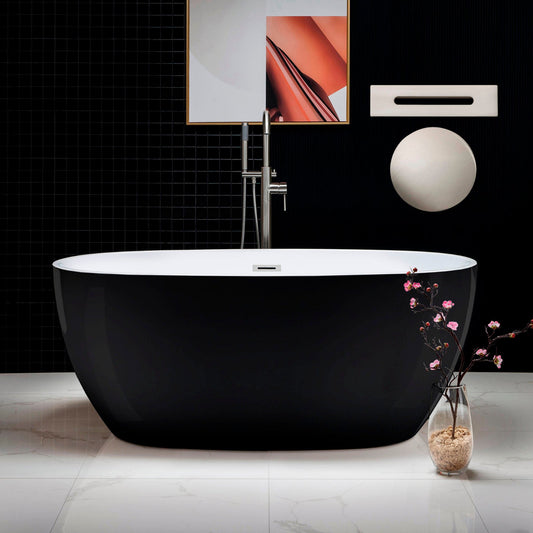 WOODBRIDGE 59" Acrylic Freestanding Bathtub Contemporary Soaking Tub