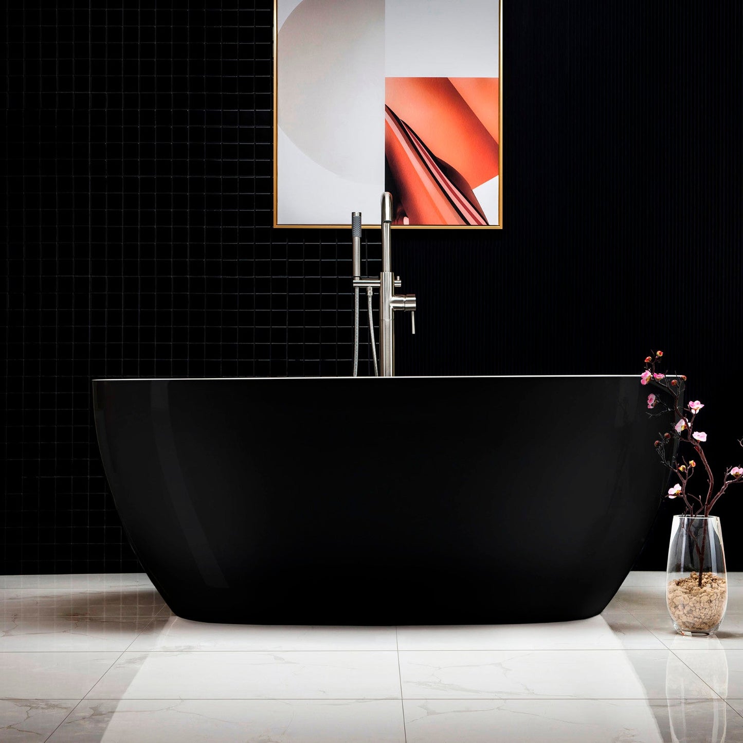 WOODBRIDGE 59" Acrylic Freestanding Bathtub Contemporary Soaking Tub
