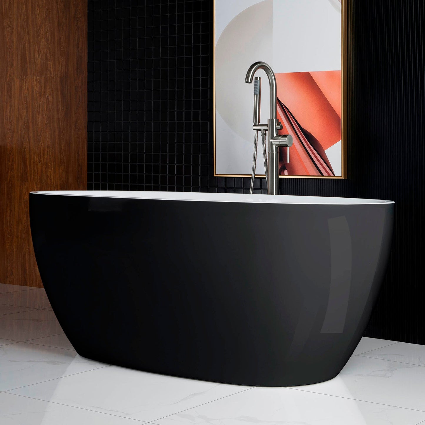 WOODBRIDGE 59" Acrylic Freestanding Bathtub Contemporary Soaking Tub