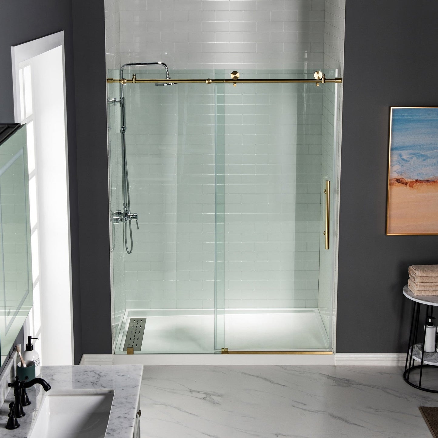 WOODBRIDGE MBSDC4876-B Frameless Shower Doors 44-48" Width x 76"Height with 3/8"(10mm) Clear Tempered Glass