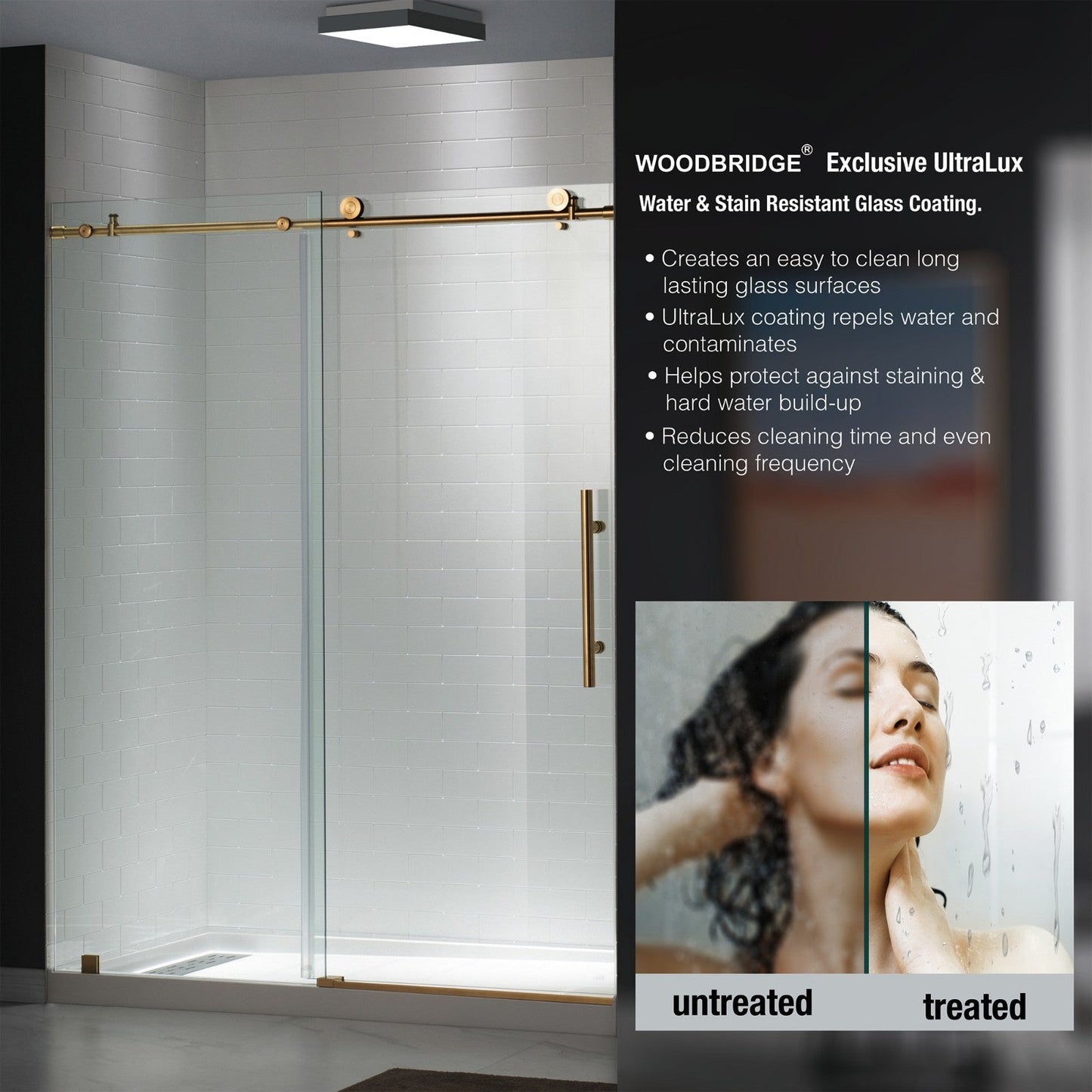 WOODBRIDGE MBSDC4876-B Frameless Shower Doors 44-48" Width x 76"Height with 3/8"(10mm) Clear Tempered Glass