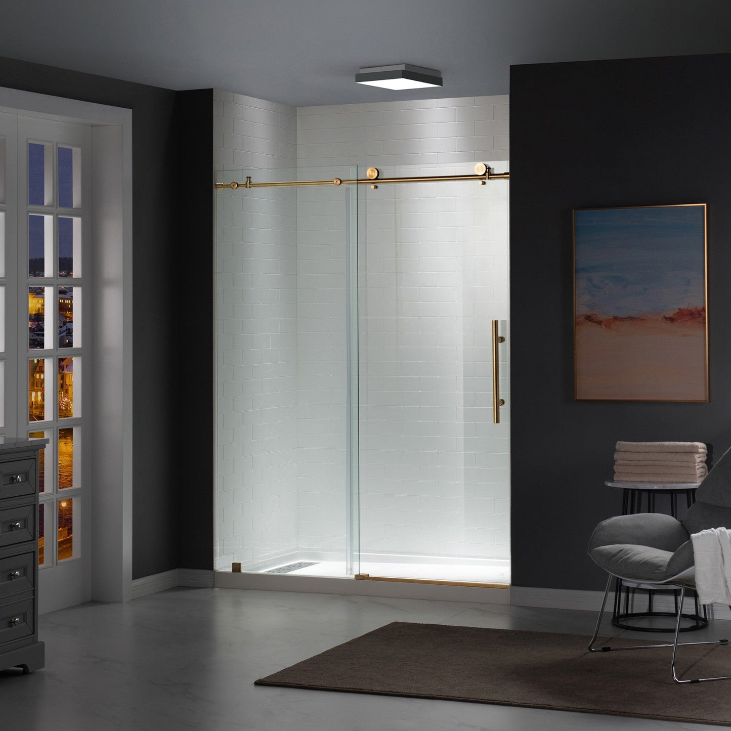 WOODBRIDGE MBSDC4876-B Frameless Shower Doors 44-48" Width x 76"Height with 3/8"(10mm) Clear Tempered Glass