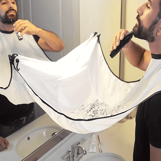 Men's Beard Shaving Apron – Hair Catcher Bib & Shaving Organizer, Easy Bathroom Cleanup, Grooming Gift for Him