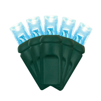 LED Mini Lights 5MM Aqua Static Green Wire - 6" Spacing