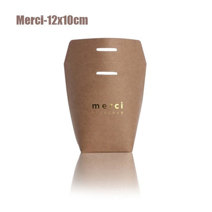 5pcs White Black Bronzing "Merci" Candy Bag French