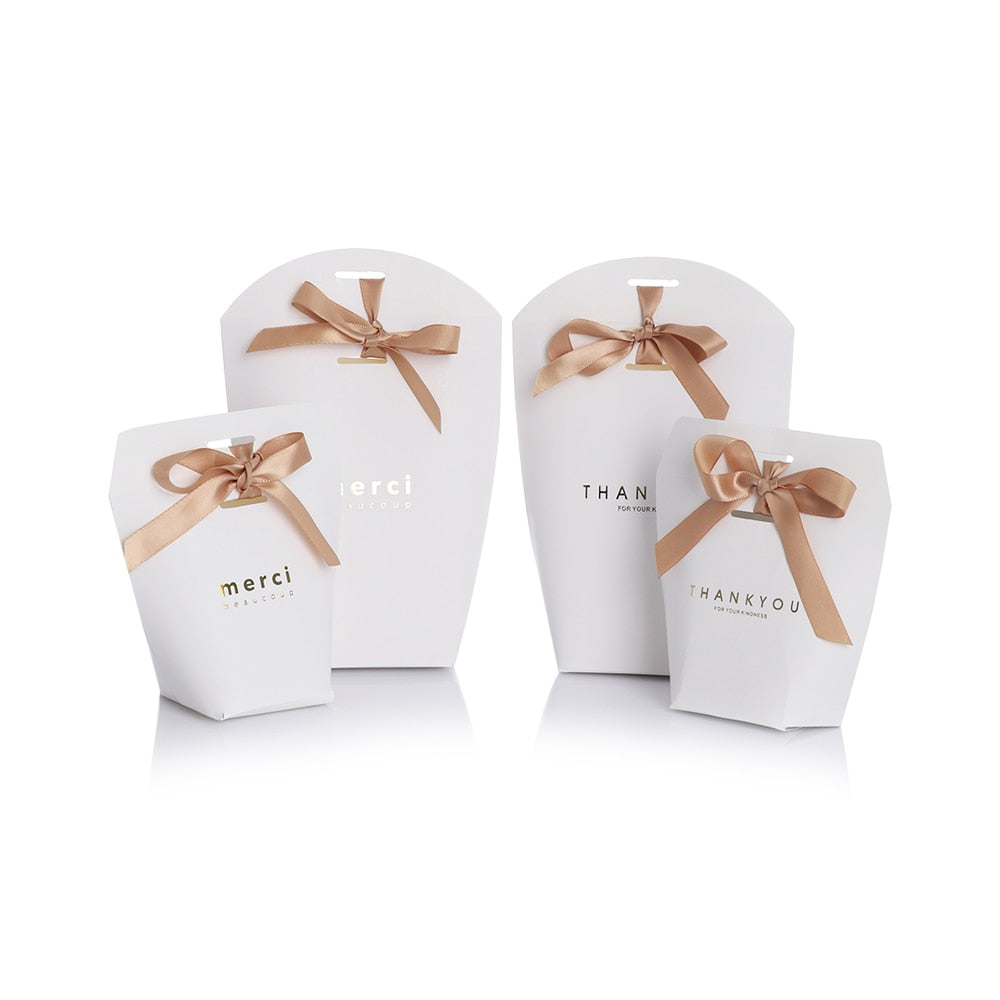 5pcs White Black Bronzing "Merci" Candy Bag French